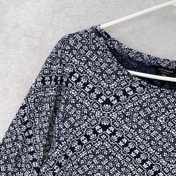 Lucky Brand Tunic Top Womens‎ 1X Boho Peasant Blouse Floral Ditsy Paisley - Picture 4 of 14